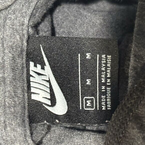 Nike Sportswear Club Men's Medium Jersey Pullover Hoodie Gray Swoosh Spellout - Picture 12 of 14